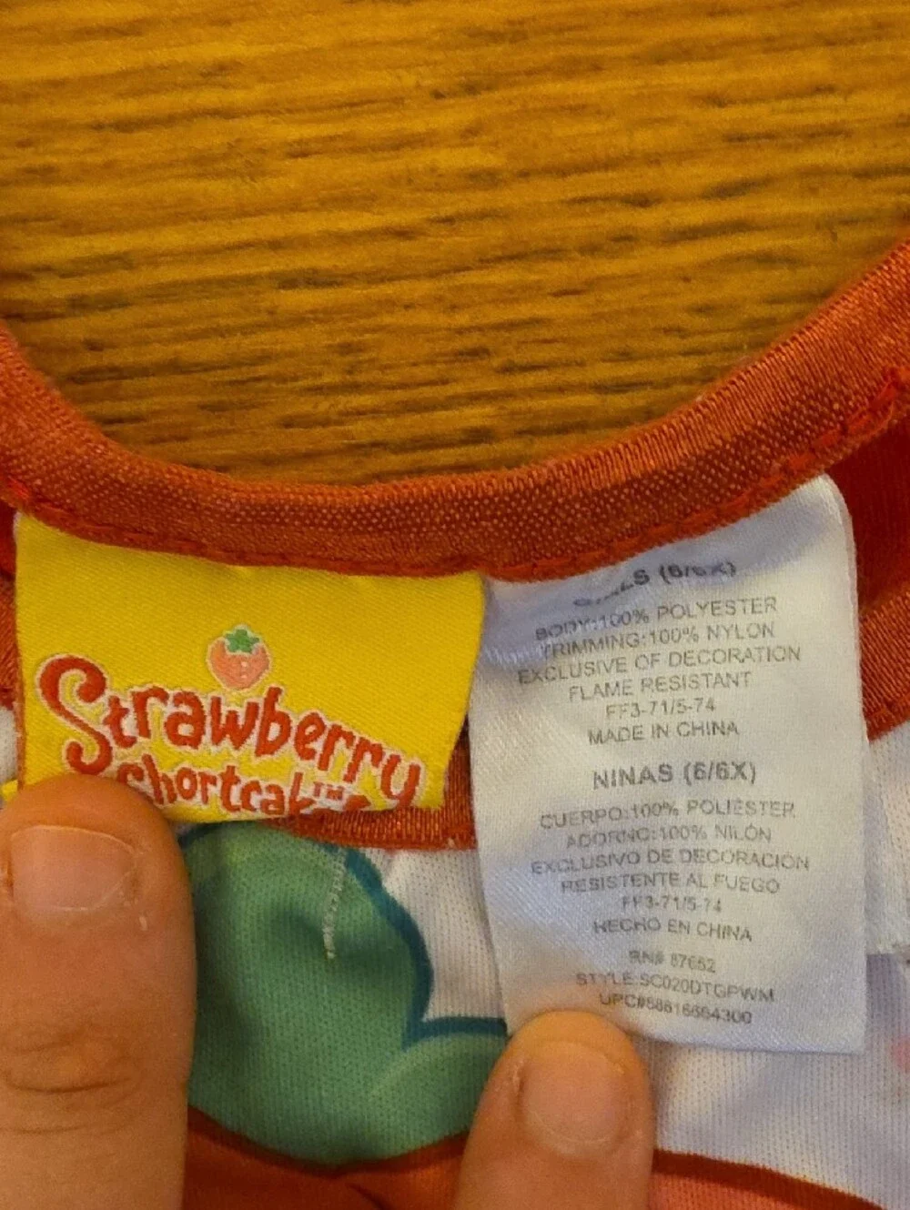 Girls Pink Strawberry Character Nightgown with Red Trim Size 6/6x Used Condition